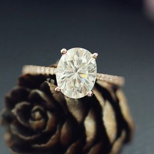 14k Rose Gold Plated Oval Moissanite Solitaire